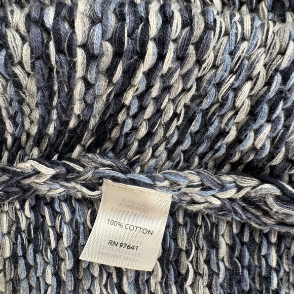 J.Jill Women’s Large Knit Open Cardigan Sweater Blue Gray Marled Cropped Cotton - Picture 4 of 6